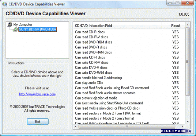 CD/DVD Device Capabilities Viewer