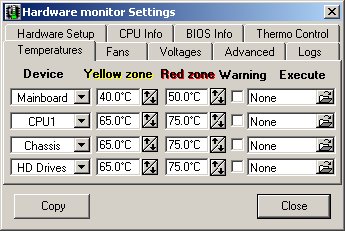 HMonitor - Temperature Settings